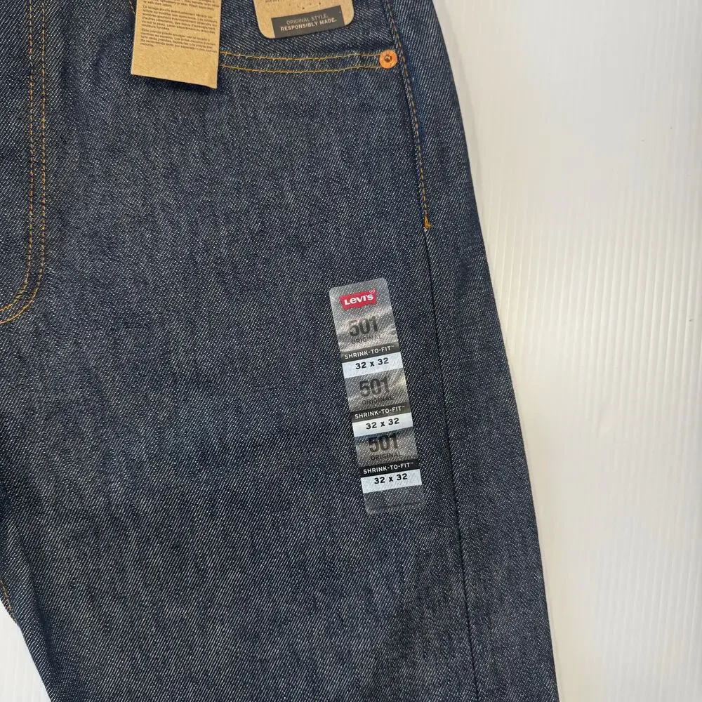 Levi’s 501 Shrink To Fit Jeans 32x32 Deadstock Dark Wash NWT Dadcore Normcore - Picture 16 of 16